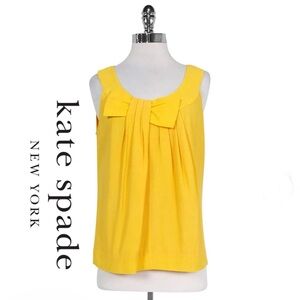 Kate Spade Yellow Bow Tank top blouse shell top rounded neckline size medium